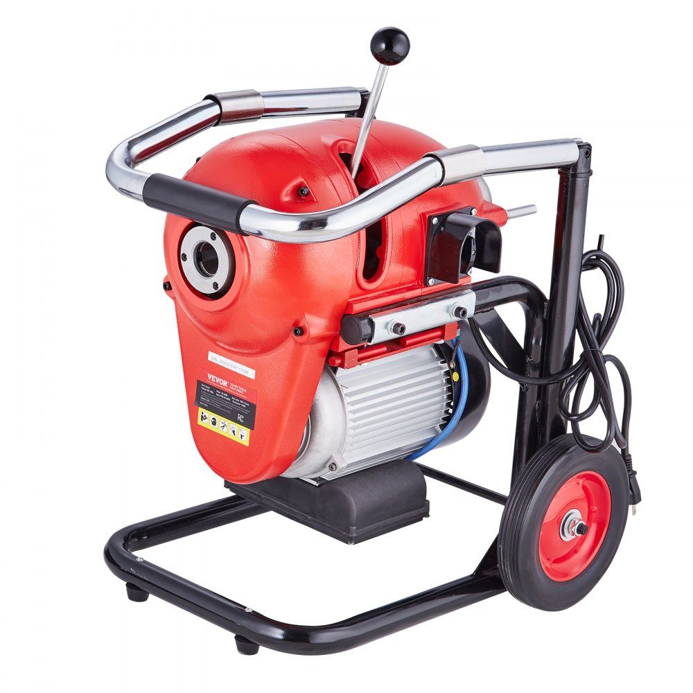 Pipe Cleaning Machine 120ft x 6/5in, 1100W Manual Feed Electric Pipe Cleaning Machine - with 6 Cutters and CW/CCW Control for 4" to 8" Pipes