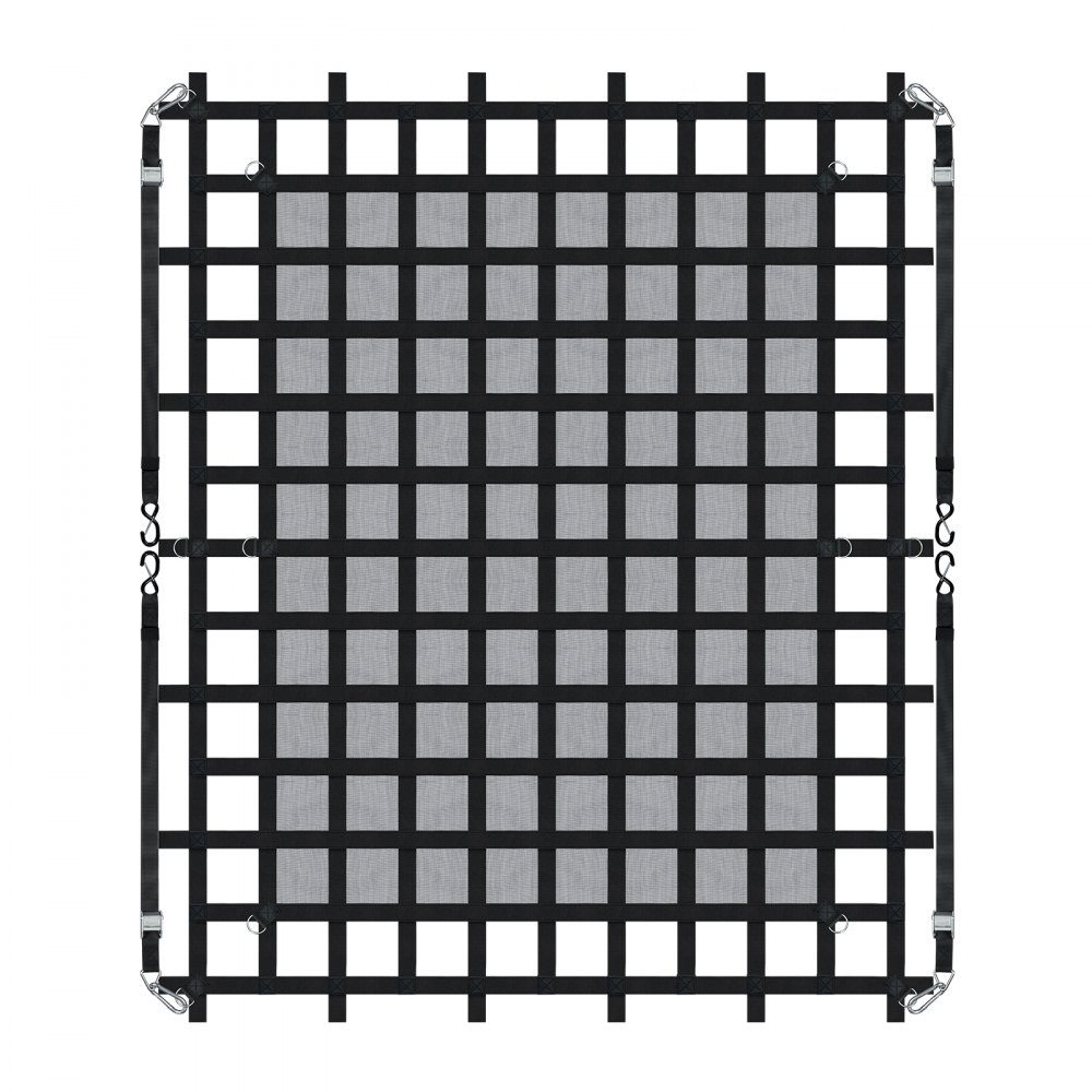Siatka bagażowa, 2440 x 2060 mm, Siatka na łóżko do ciężarówki, 4 regulowane paski z karabinkami i hakami w kształcie litery S, Odporna na zużycie i warunki pogodowe siatka transportowa, Siatka bagażowa Nadaje się do pickupa, ciężarówki, jeepa, SUV-a i ło