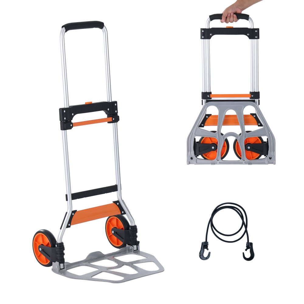 Diable pliable 125 kg Chariot de transport en plastique en alliage d'aluminium Chariot empilable avec poignée réglable Chariot pliable 820-1105 mm avec corde de tension incluse Taille compacte pour le stockage Diable pliable 125 kg Chariot de transport en plastique en alliage d'aluminium Chariot empilable avec poignée réglable Chariot pliable 820-1105 mm avec corde de tension incluse Taille compacte pour le stockage