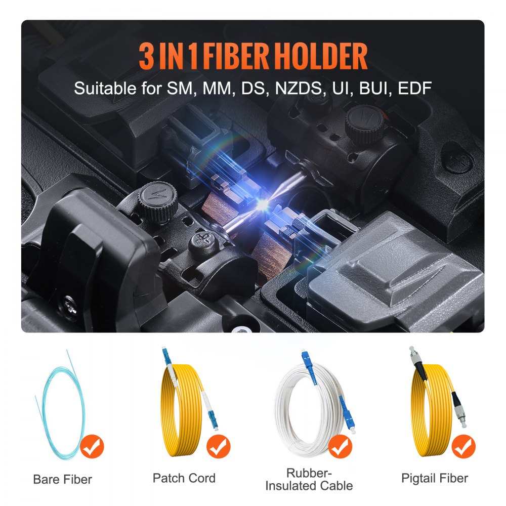 Soudeuse à fibre optique avec 6 moteurs, alignement de noyau, épisseuse, épissure en 6 secondes et chauffage en 13 secondes, épisseuse à fusion avec écran tactile de 5", support de fibre 3 en 1, batterie 7800 mAh pour SM MM DS NZDS Soudeuse à fibre optique avec 6 moteurs, alignement de noyau, épisseuse, épissure en 6 secondes et chauffage en 13 secondes, épisseuse à fusion avec écran tactile de 5", support de fibre 3 en 1, batterie 7800 mAh pour SM MM DS NZDS