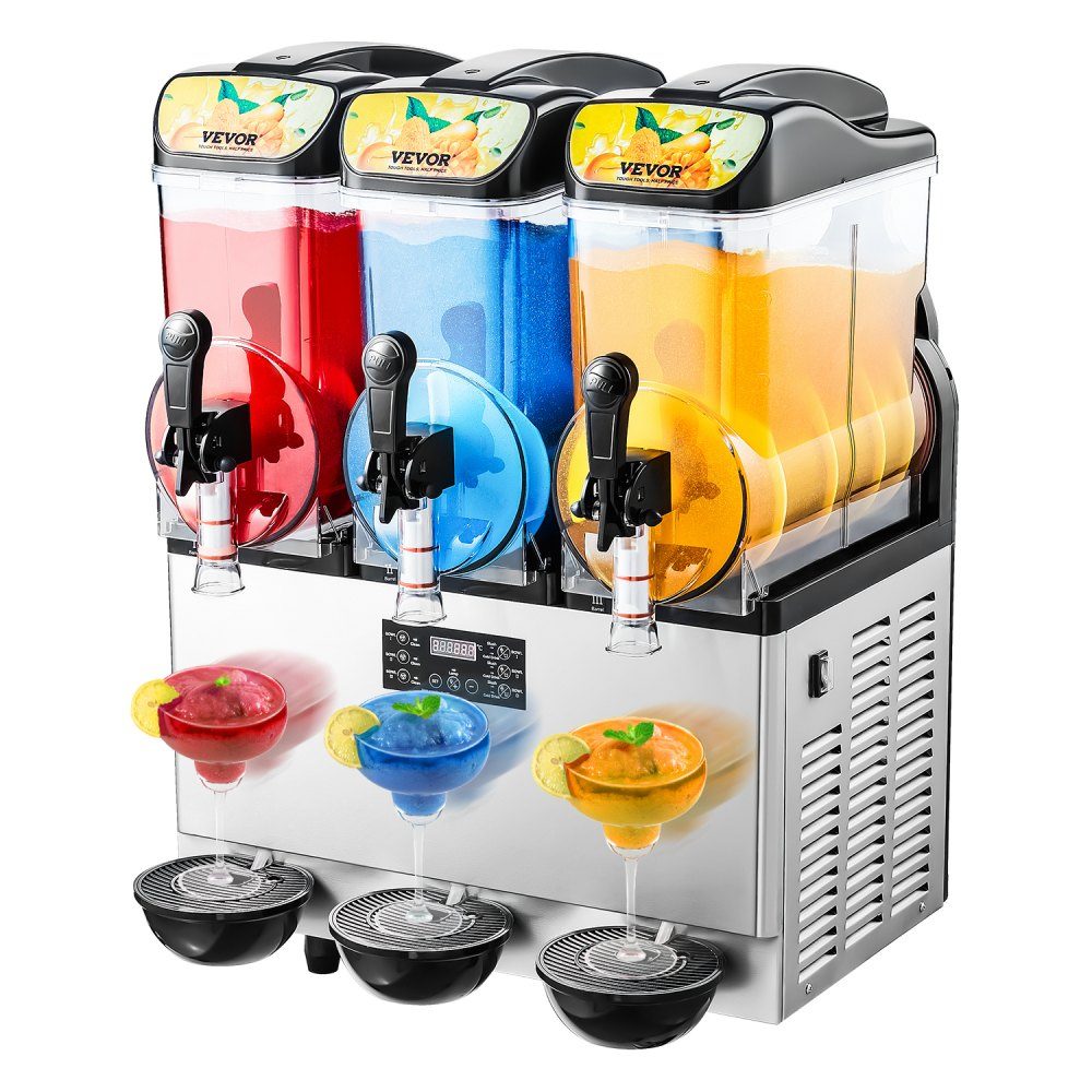 Machine à glace pilée commerciale 45 L avec 3 réservoirs, machine à glace pilée en acier inoxydable pour 180 tasses de margarita et smoothies, machine à glace fondante pour la restauration à domicile, les cafés, les bars