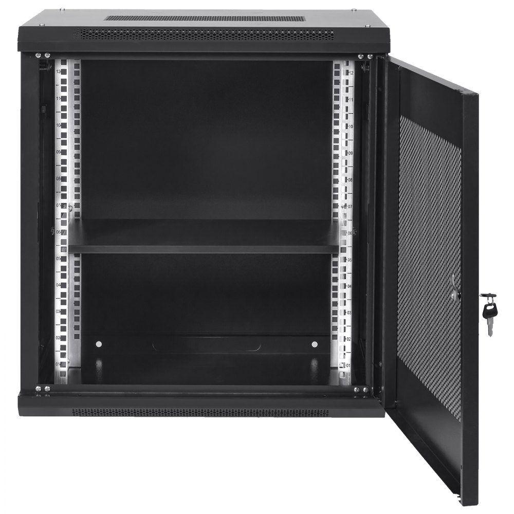 12U Wall Mount Network Server Cabinet 39.4cm/15.5" Deep Server Rack Cabinet Enclosure Max 90kg/200lbs. Floor-mounted loading capacity, with lockable door side panels, for IT equipment, A/V equipment