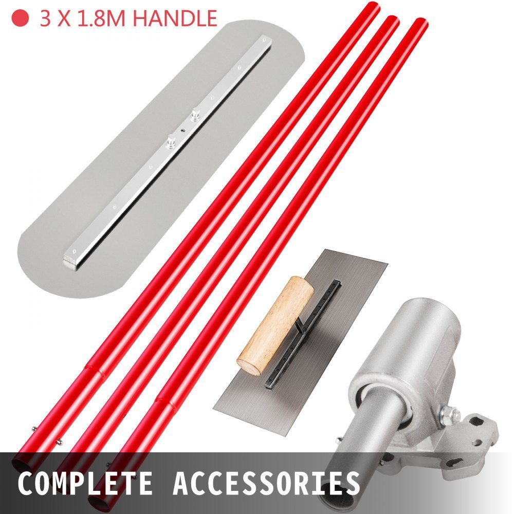 Bull Float Concrete Float 900 x 200mm, Complete Concrete Tool Trowel Set, Handle Length 3 x 1.8m, Trowel, Steel Base, Adjustable Construction Aid