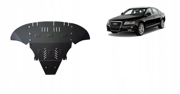 Protection anti-encastrement de capot moteur en acier Audi A6 C6 04-2011 avec conversion latérale avec kit de matériel de complément Protection anti-encastrement de capot moteur en acier Audi A6 C6 04-2011 avec conversion latérale avec kit de matériel de complément