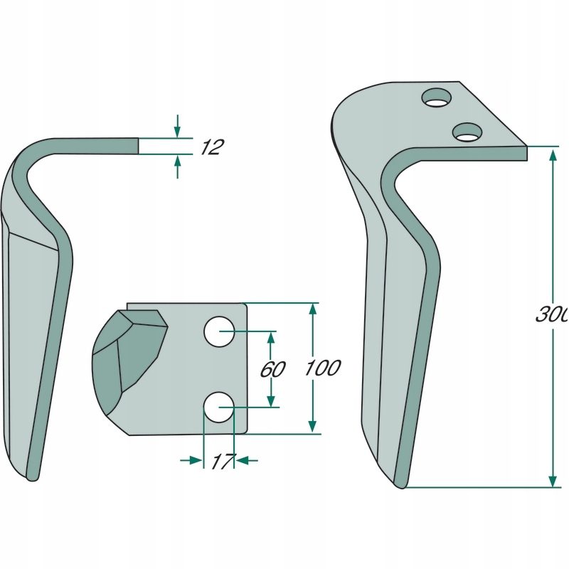 FAMAROL Aktive Egge links DM 305 x 100 mm Kreiseleggenzahn DM69136100210 36100210