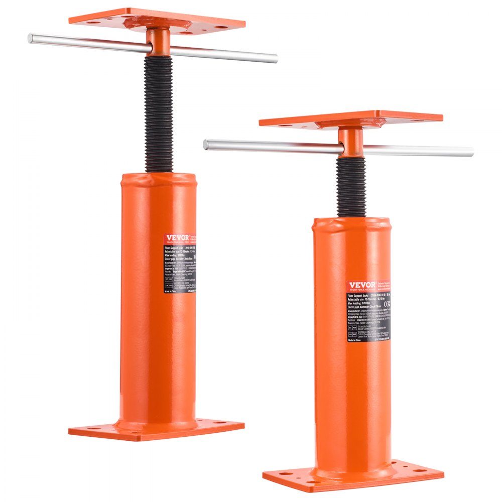 Home Use Floor Jack 2 Pack Height Range: 12" to 16" Maximum Load Capacity per Unit: 100lbs Adjustable Support Beam Basement Jack Post for Leveling Telescopic Steel Floor Jack for Temporary Support