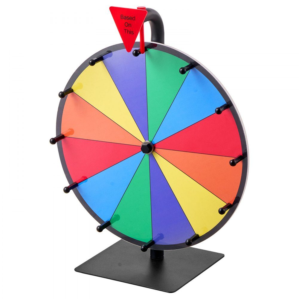Roue de la Fortune, Roue de la Fortune (305 mm), 12 Compartiments, Roue de la Fortune avec Support, Jeux de Loterie, Gagner, Roulette, avec Tableau Éponge et 2 Marqueurs, 6 Couleurs, Roue des Prix, Idéale pour Fête, Pub, Foire Commerciale