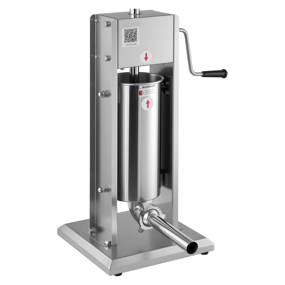 Manueller Wurstfüller 5L Vertikale Wurstfüllmaschine Fleischfüller mit 2 Geschwindigkeiten (schnell/langsam), Hochleistungs-Edelstahlfüller mit 5 Wurstfüllrohren, Fleischfüllung