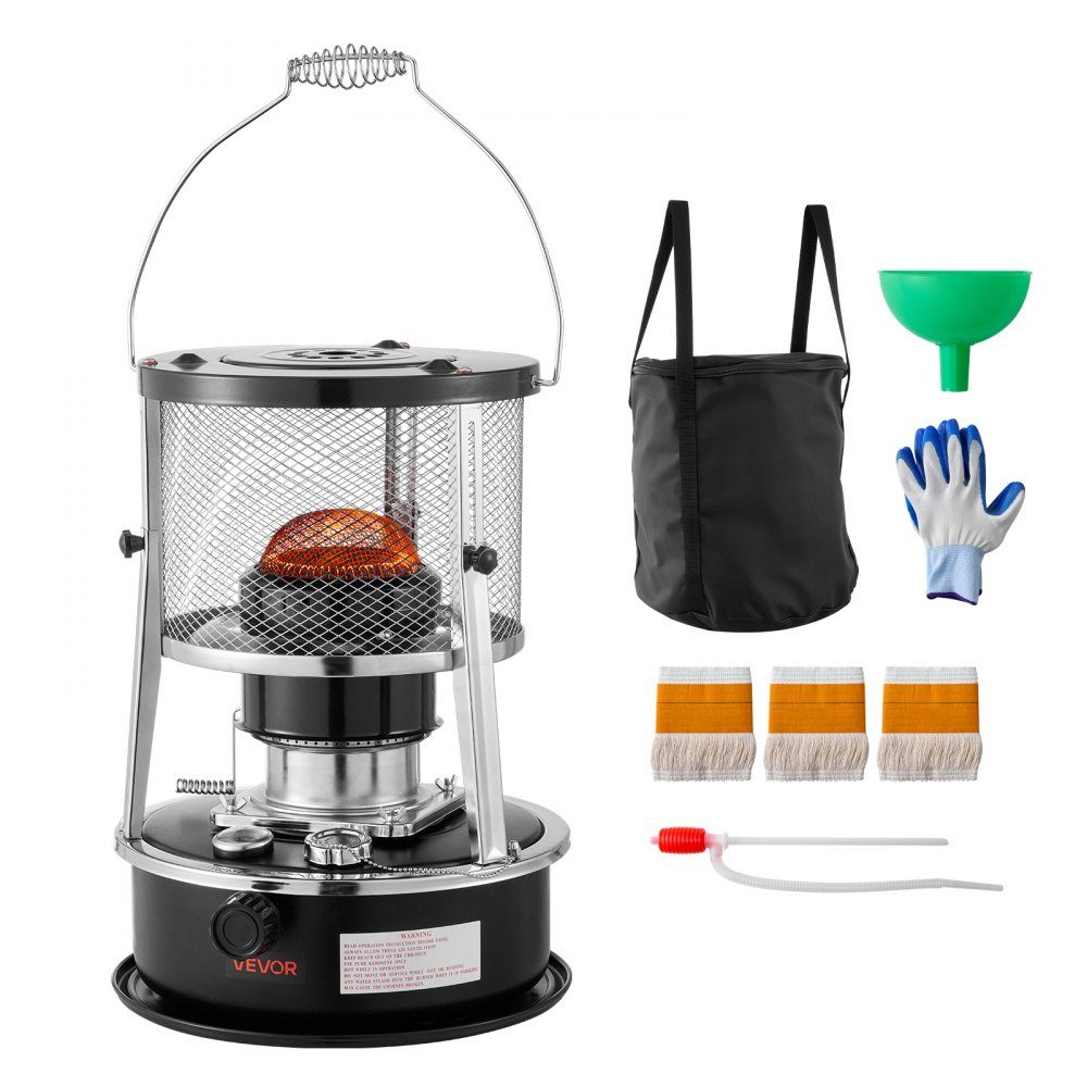 9000 BTU Tragbarer Kerosinkocher, 2-in-1-Heizung mit Kochfunktion, einstellbare Höhe und Flamme, für drinnen und draußen, Camping, Jagd, Kochen, Zuhause, Garage, Schwarz