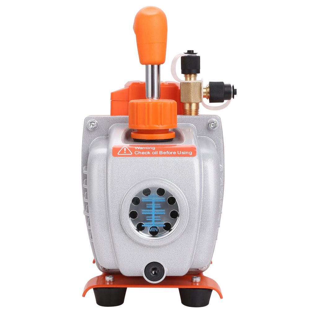 Vacuum Pump 150W Vacuum Pump 1 Stage Air Conditioning Pump 100L/min Flow 1440RPM Speed ​​0.64/1.27cm SAE Inlet Vacuum Equipment 5Pa Pure Copper Motor HVAC/Auto Refrigerant Charging