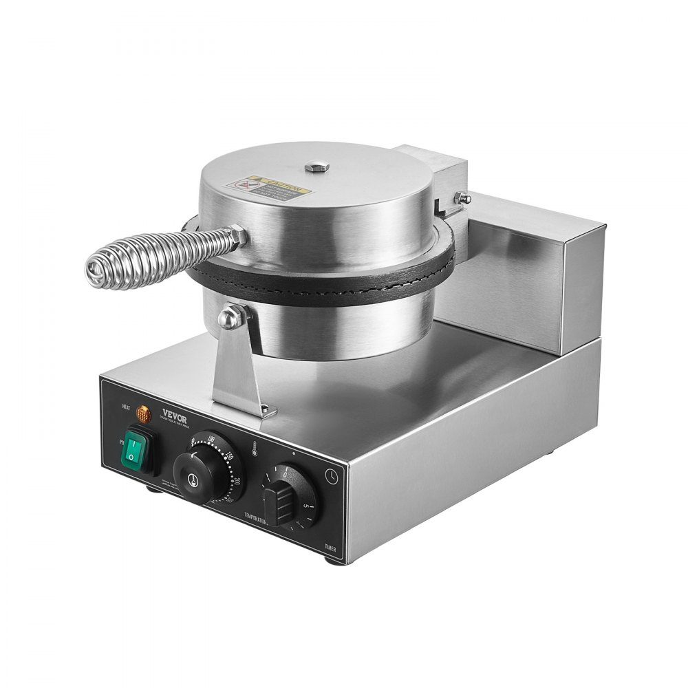 Electric Ice Cream Cone Machine, Commercial Waffle Cone Machine, 1230W Non-Stick Spring Roll Mold with Temperature and Time Control Handle for Restaurant, Bakery, Snack Bar, Family