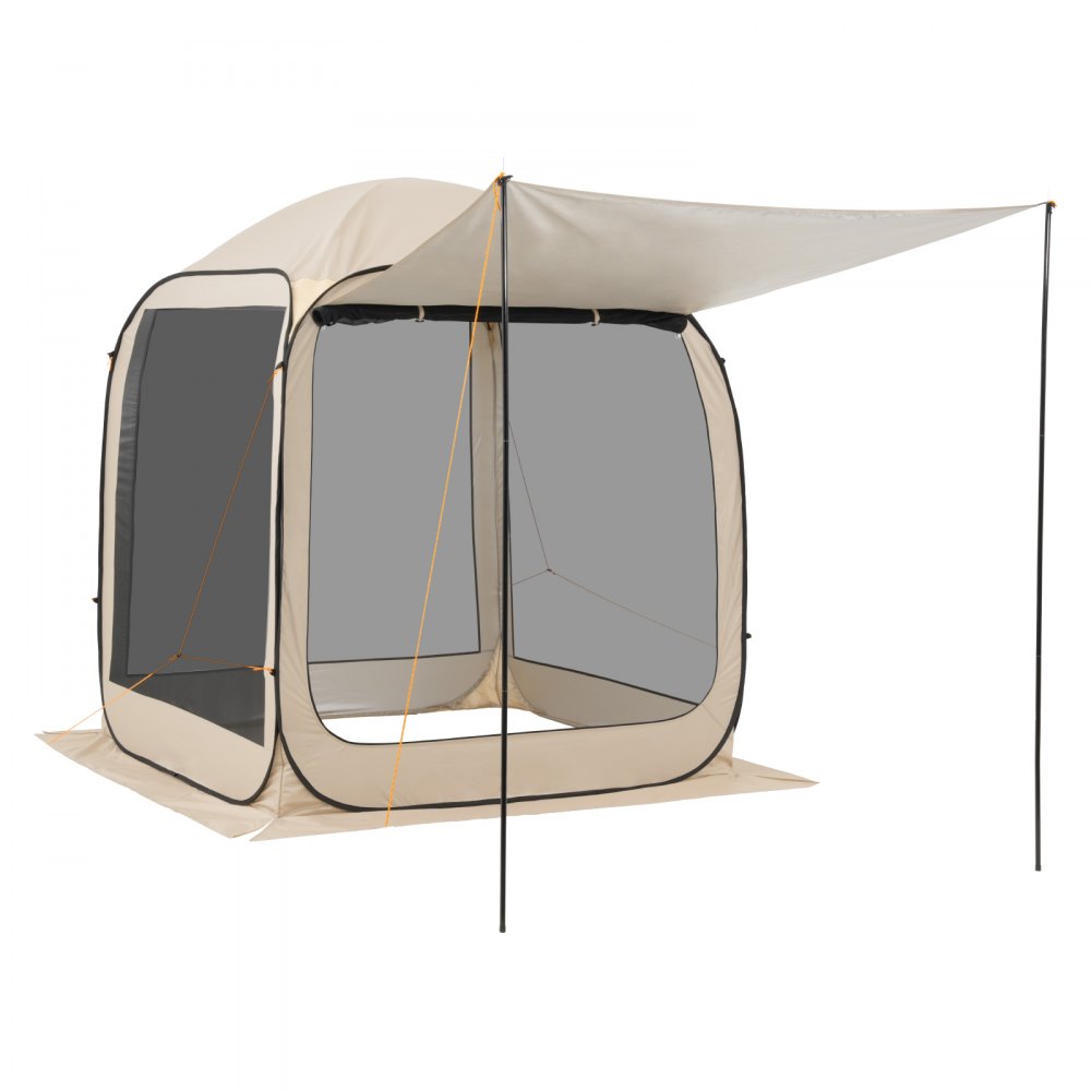 Campingzelt, 182,88 x 182,88 x 219,4 cm, Pop-up-Zelt mit einziehbarer Markise, tragbares Partyzelt für 4–6 Personen, inklusive Tragetasche und Seitenwänden, für Terrasse und Outdoor-Aktivitäten, Beige Campingzelt, 182,88 x 182,88 x 219,4 cm, Pop-up-Zelt mit einziehbarer Markise, tragbares Partyzelt für 4–6 Personen, inklusive Tragetasche und Seitenwänden, für Terrasse und Outdoor-Aktivitäten, Beige