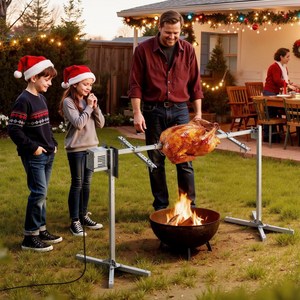 Suckling Pig Grill, Lamb Grill, Spit Roast Grill, 1321mm Rotisserie Grill, AC 220-240V, 8 Stage Electric Rotisserie Grill Set with 60kg Load Capacity, 38W Motor Grill Set for Parties