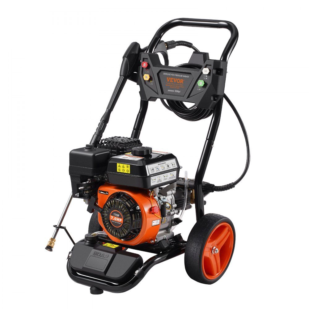 Myjka ciśnieniowa benzynowa, 3950 PSI, 10 l/min, 2,6 GPM Środek do czyszczenia tarasów z miedzianą pompą, pistoletem ciśnieniowym i rurką przedłużającą, zestaw 5 dysz, do samochodów, ogrodzeń, domów, podjazdów i tarasów