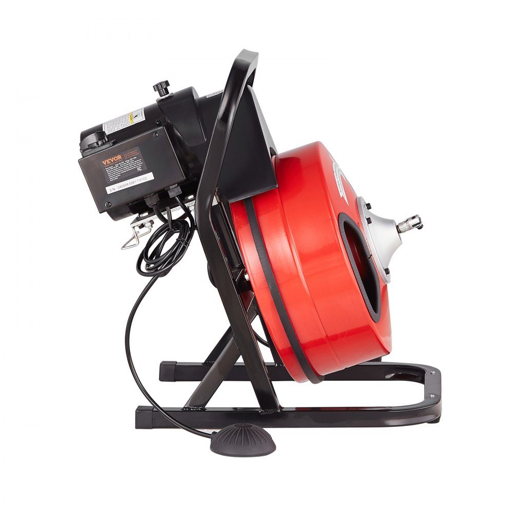Rohrreinigungsmaschine 50 FT x 1/2 Zoll manuelles Rohrreinigungskabel – mit 4 Schneidern und luftaktiviertem Fußschalter für 2 bis 4 Zoll Rohre