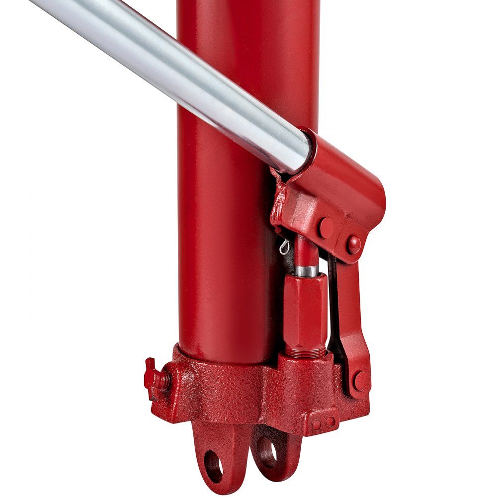 3T Capacity Hydraulic Long Ram Jack Single Piston Pump and Clevis Base Manual Elevating Platform Jack with Handle for Workshop Cranes Engine Hoists Red