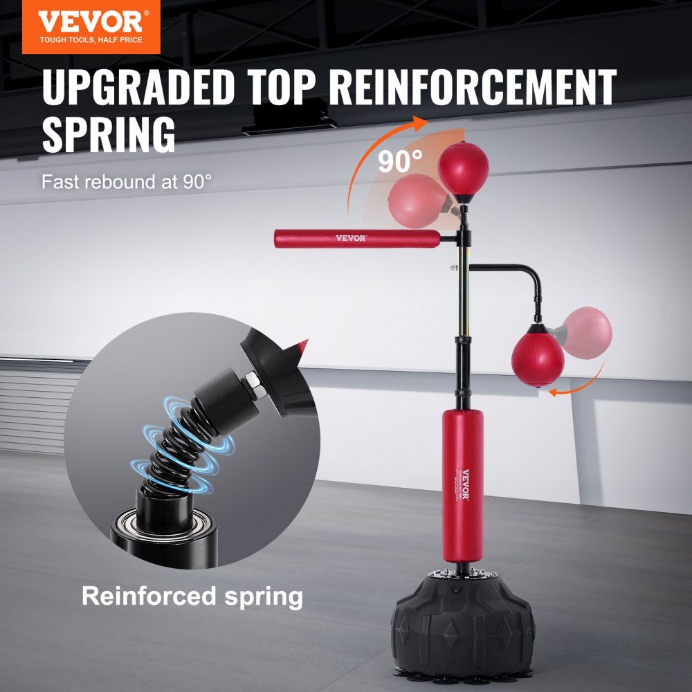 Boxing Speed ​​Trainer, Punching Bag with Stand, Reflex Punching Bag for Teens and Adults, Height Adjustable Freestanding Punching Bag Set with Gloves, Workout Speed ​​Bag for Training, Red