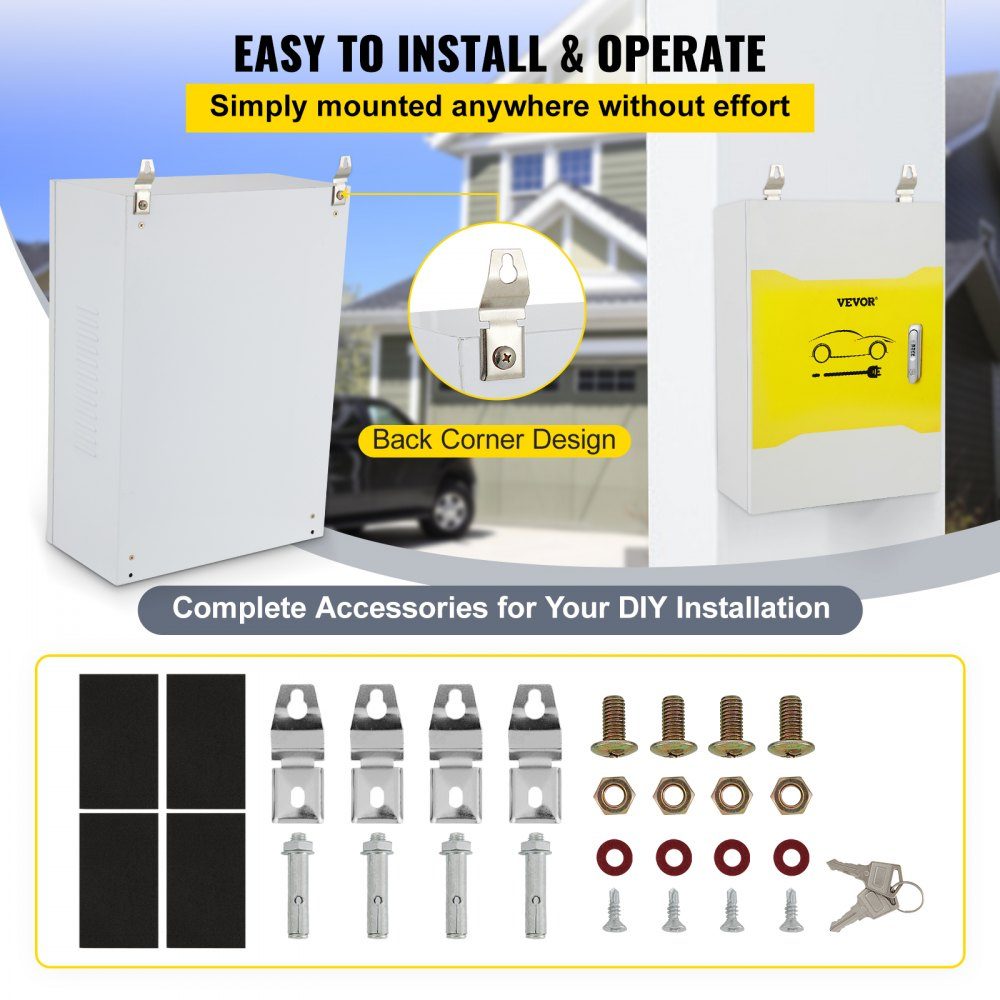 Tesla-Ladestationsbox, 70 x 50 x 25 cm, Outdoor-Kabelbox, Ladebox, Kabel-Organizer, IP32, wasserdicht, staubdicht, Cool Roll Steel, elektrische Gehäusebox für Tesla-Wandanschluss