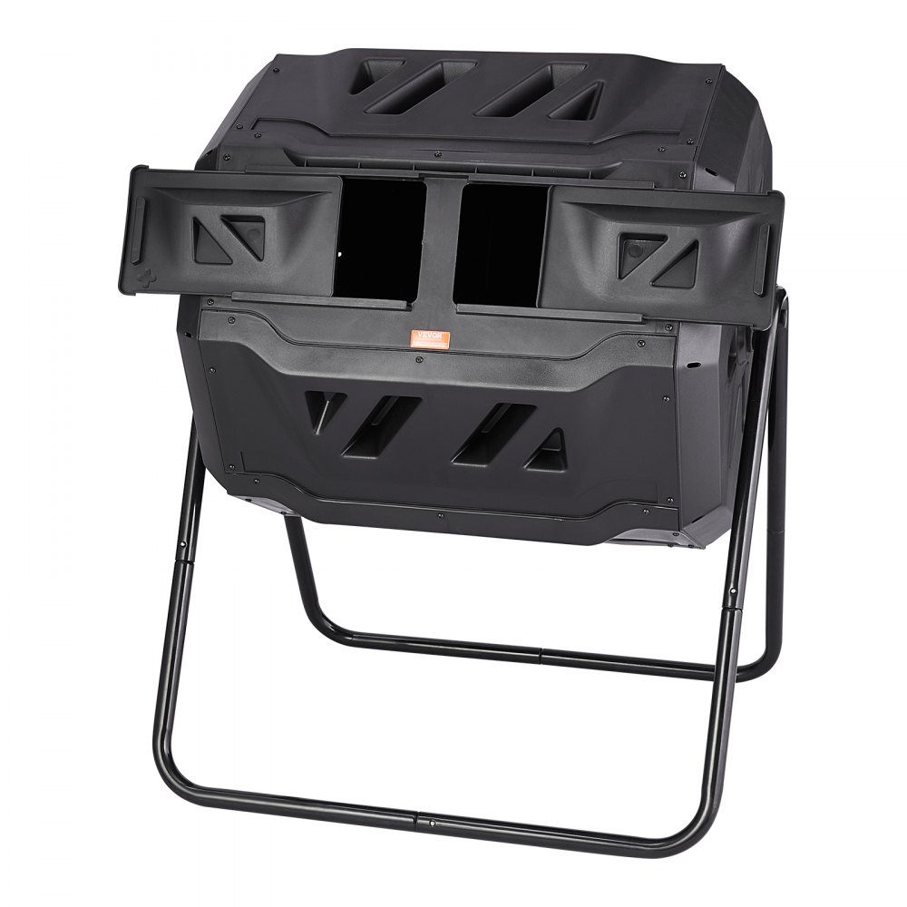 Trommelcomposter, composttrommel 162,7 L, trommelcomposter roterende dubbelkamer-trommelcomposter 735 x 625 x 955 mm, 50 kg zware tuincomposter incl. handschoenen