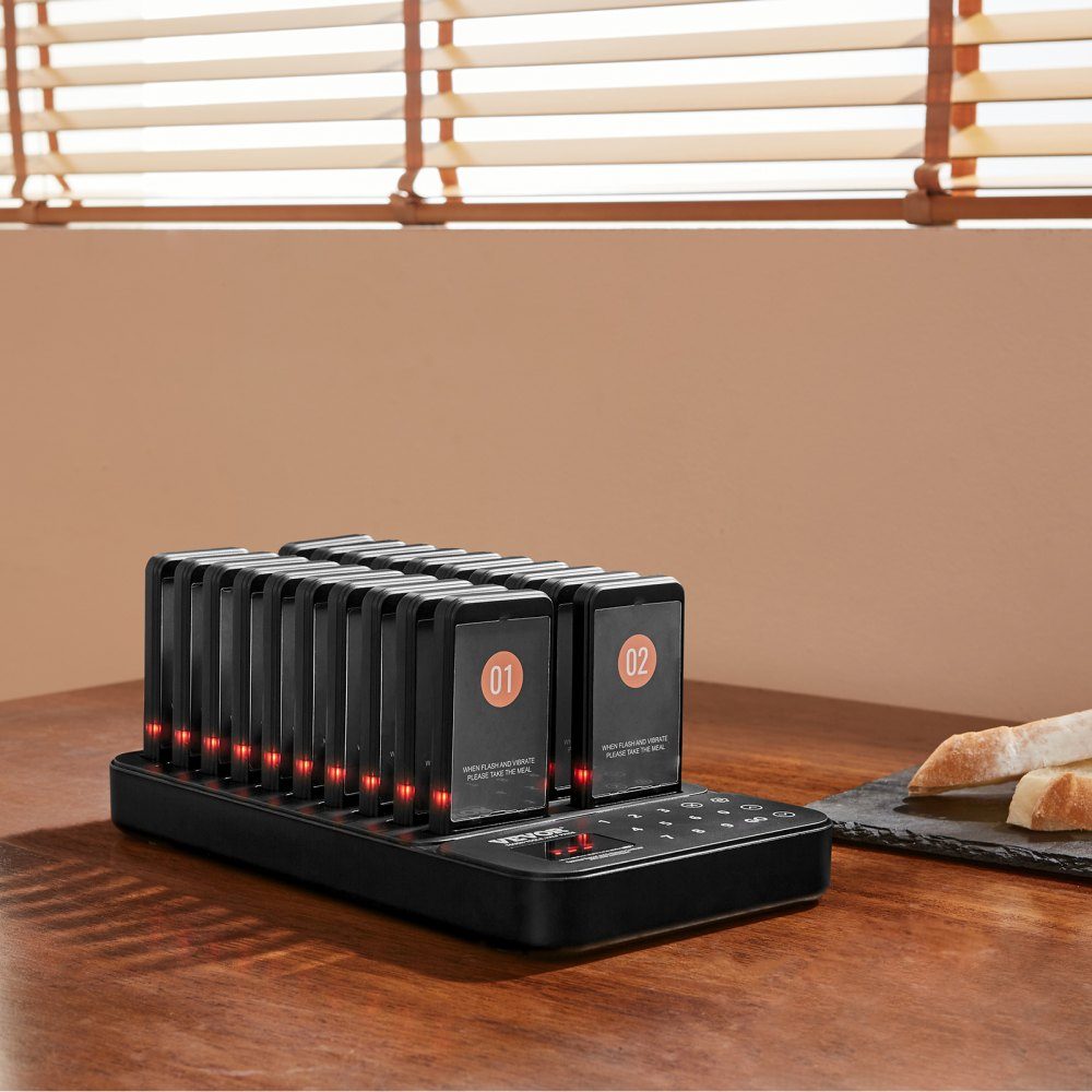 Système de téléavertisseur de restaurant, signal de file d'attente sans fil avec portée de 400 m, bip d'appel invité avec vibration et clignotant, 20 téléavertisseurs pour camion de nourriture, église, jardin d'enfants