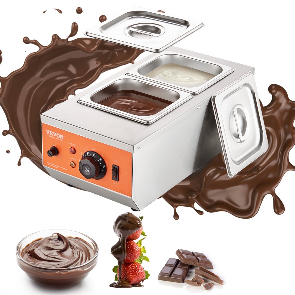 Fondoir à chocolat Fondoir à chocolat électrique commercial 800 W Pot à fondre en acier inoxydable Récipient de 2 x 3,5 L Machine à fondre le chocolat Melting Pot Fondoir à chocolat Fondoir à chocolat électrique commercial 800 W Pot à fondre en acier inoxydable Récipient de 2 x 3,5 L Machine à fondre le chocolat Melting Pot