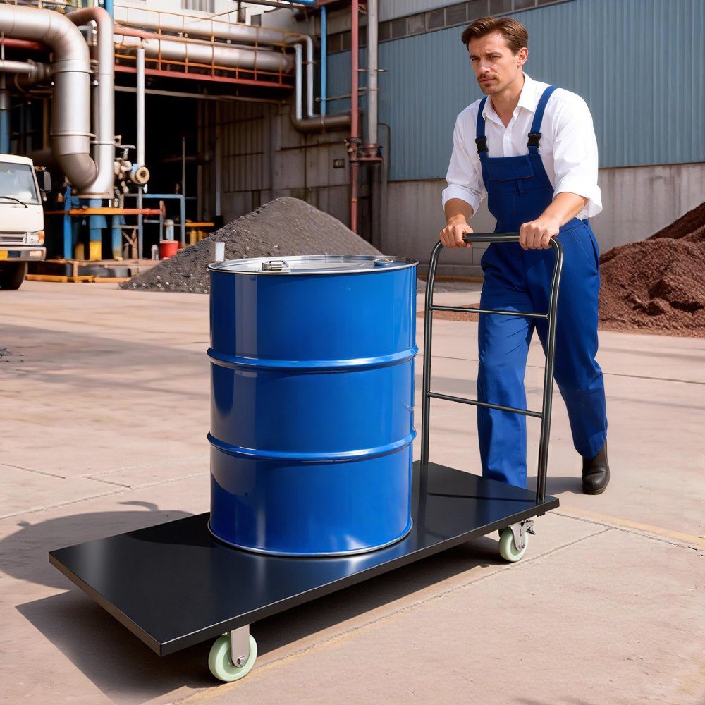 Folding Platform Trolley 907kg, Transport Trolley with Swivel Wheels and Handle, Storage Trolley, Heavy Duty Luggage Transport Trolley, Ideal for Warehouse, Workshop, Factory, 1525x700x1090mm
