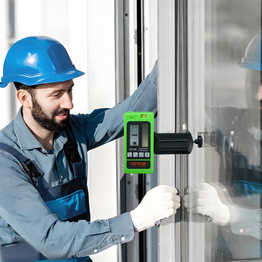Professioneller Laserempfänger, 60 m Reichweite, Laserdetektor für Puls-Kreuzlinienlaser, ±1,5 mm Nivellierbereich, 1,5-V-Batterien, 20 Stunden Betriebszeit, doppeltes LCD-Display mit Hintergrundbeleuchtung Professioneller Laserempfänger, 60 m Reichweite, Laserdetektor für Puls-Kreuzlinienlaser, ±1,5 mm Nivellierbereich, 1,5-V-Batterien, 20 Stunden Betriebszeit, doppeltes LCD-Display mit Hintergrundbeleuchtung