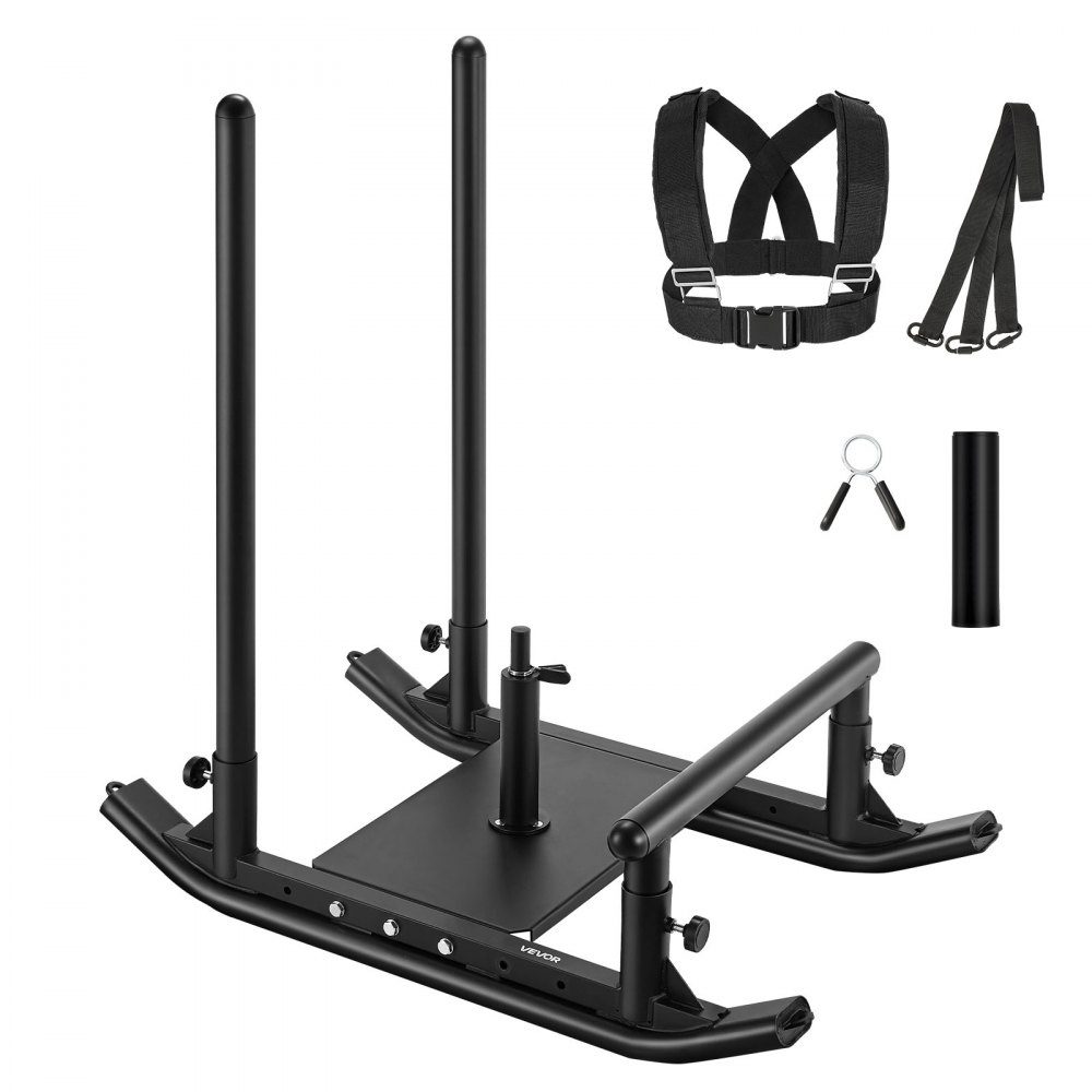 Weight sled power sled strength training sled to improve speed during sports exercises, fitness device with handle, compatible with 25/51 mm weight plates black