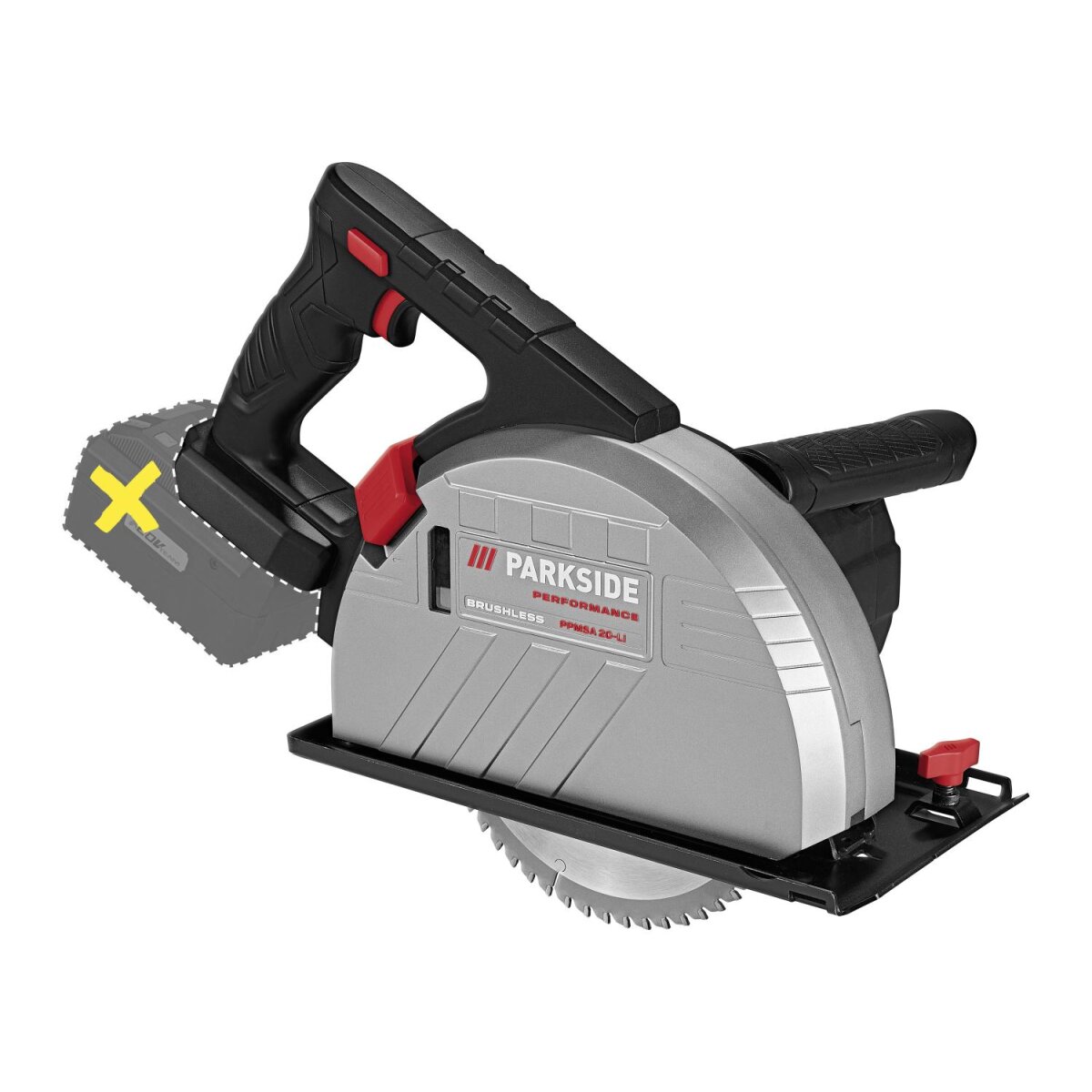 Ręczna akumulatorowa piła tarczowa do metalu PARKSIDE PERFORMANCE® 20 V „PPMSA 20-Li A1”, bez akumulatora i ładowarki Ręczna akumulatorowa piła tarczowa do metalu PARKSIDE PERFORMANCE® 20 V „PPMSA 20-Li A1”, bez akumulatora i ładowarki