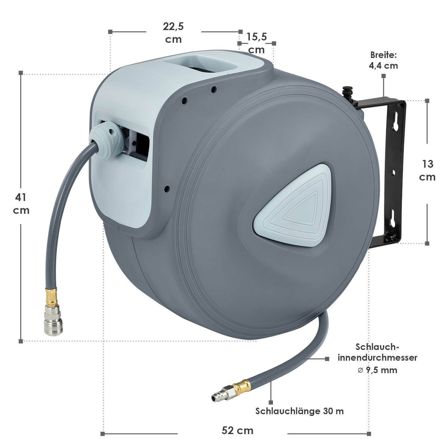 Hose reel compressed air hose reel automatic 20m 1/4" connection