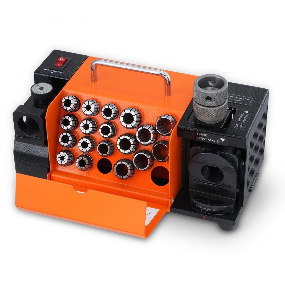 Drill Grinder 120W Drill Grinder 4500RPM Sharpening Station 45# Steel Drill Sharpener 95-135° Adjustable Tip Angle 18 Collet Chucks Suitable for Drill Diameter φ3-20mm