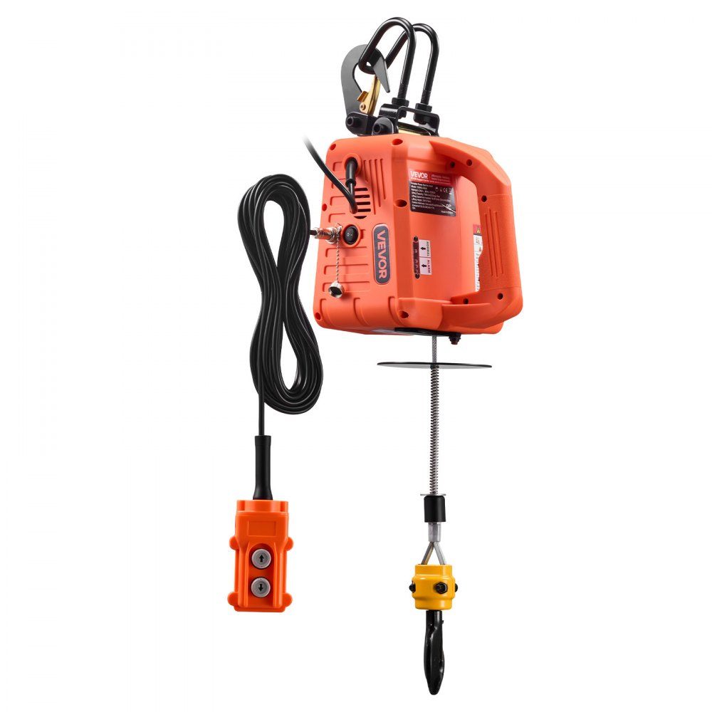 Treuil électrique, capacité de charge de 500 kg, palan électrique 3 en 1, 1500 W, hauteur de levage de 7,6 m, 5 m/min, avec télécommande manuelle, filaire et sans fil pour usine, entrepôt et garage
