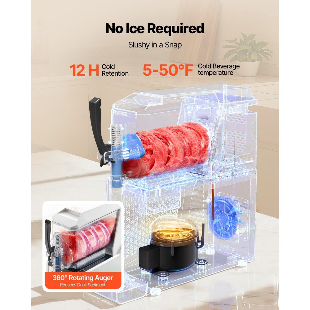 Slush Machine 1 x 3L, Slush Ice Cream Machine 350W (No Ice Required), Electric Margarita Machine with Self-Cleaning Function, Suitable for Frozen Margaritas, Frappes, Milkshakes, Shakes