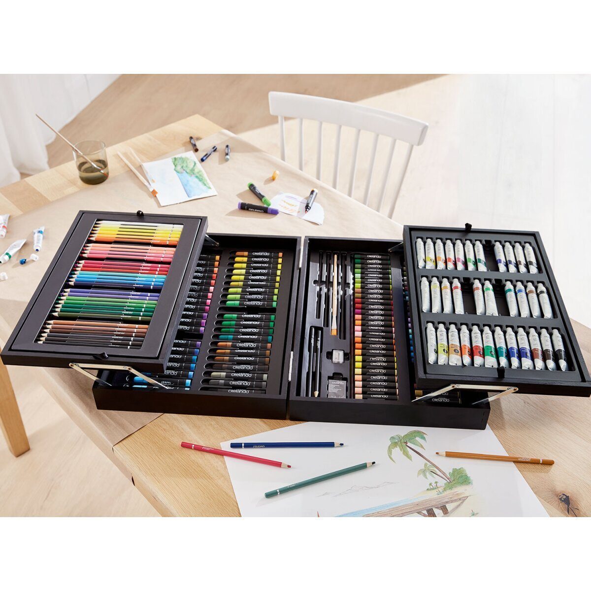 crelando Künstler-Malkoffer kreativ XXXL Starter-Set