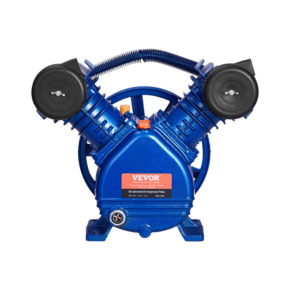 Luchtcompressorpompkop, 3 PK, 6,25 CFM bij 90 PSI, oliegesmeerde dubbele cilinder luchtcompressorzuigerpompkop, eentraps vervanging voor V-type gietijzeren luchtcompressorpomp met maximale druk van 116 PSI Luchtcompressorpompkop, 3 PK, 6,25 CFM bij 90 PSI, oliegesmeerde dubbele cilinder luchtcompressorzuigerpompkop, eentraps vervanging voor V-type gietijzeren luchtcompressorpomp met maximale druk van 116 PSI