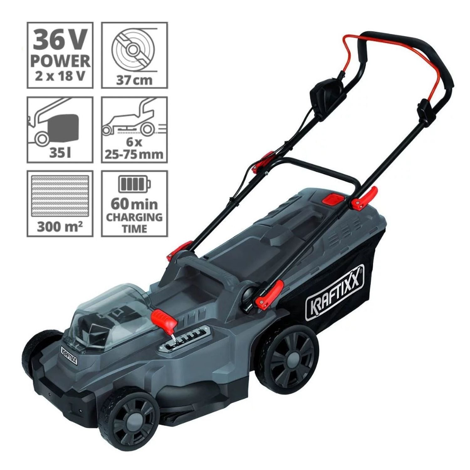 Akku-Rasenmäher 36V Power X-Change und Ladegerät von Einhell 37cm kabellos