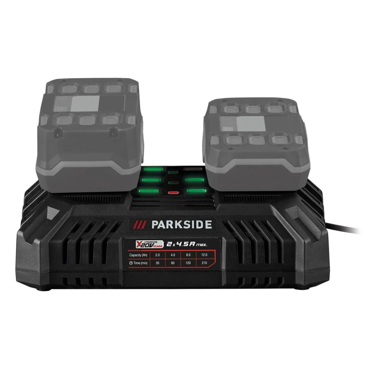 PARKSIDE® 20 V / 2 x 4,5 A Akku-Doppelladegerät PDSLG 20 B1, ohne Akku