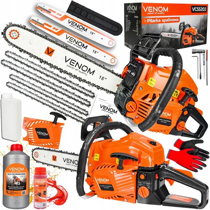 Kraftvolle Benzin-Kettensäge VENOM 58cc – XXL-Komplettset für echte Macher Kraftvolle Benzin-Kettensäge VENOM 58cc – XXL-Komplettset für echte Macher