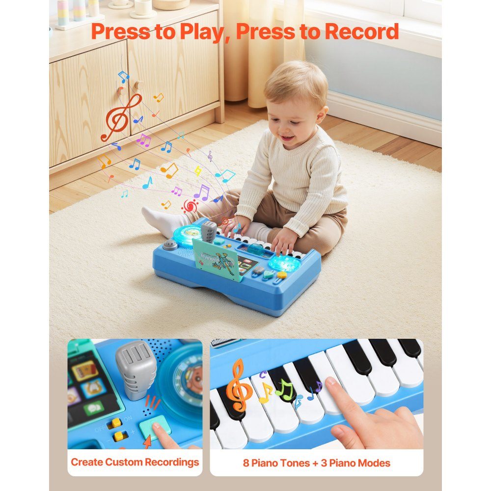 Table d'activité, table musicale avec 133 sources sonores, fonction d'enregistrement et platine DJ LED, table d'apprentissage pour enfants, table de jeu interactive pour anniversaires, cadeau pour enfants de 6 mois et plus