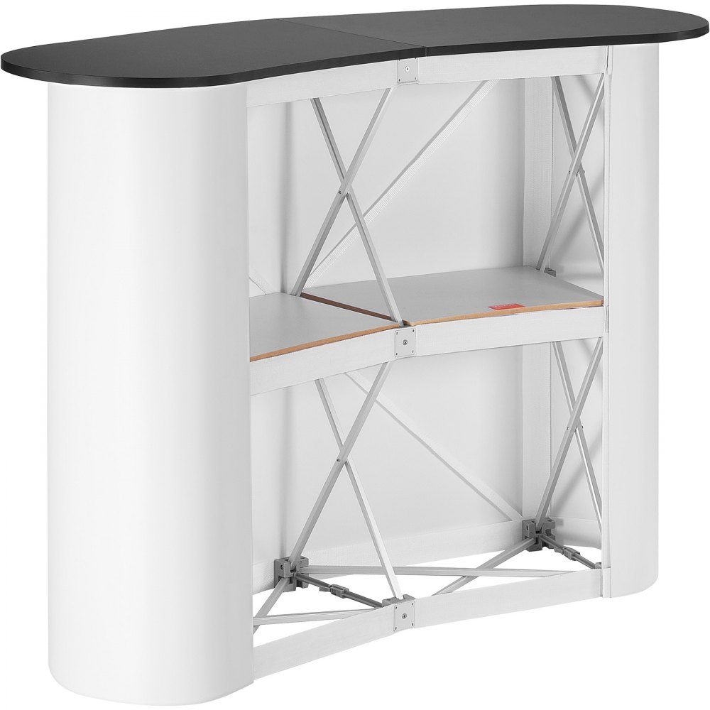 Tragbare Messetheke, Messetheke, 130 x 46,5 x 95 cm, Messestand, Ausstellungsthekenständer, faltbarer Promotion-Einzelhandels-Stehtisch, Pop-up-Podium mit Ablagefach, Tragetasche