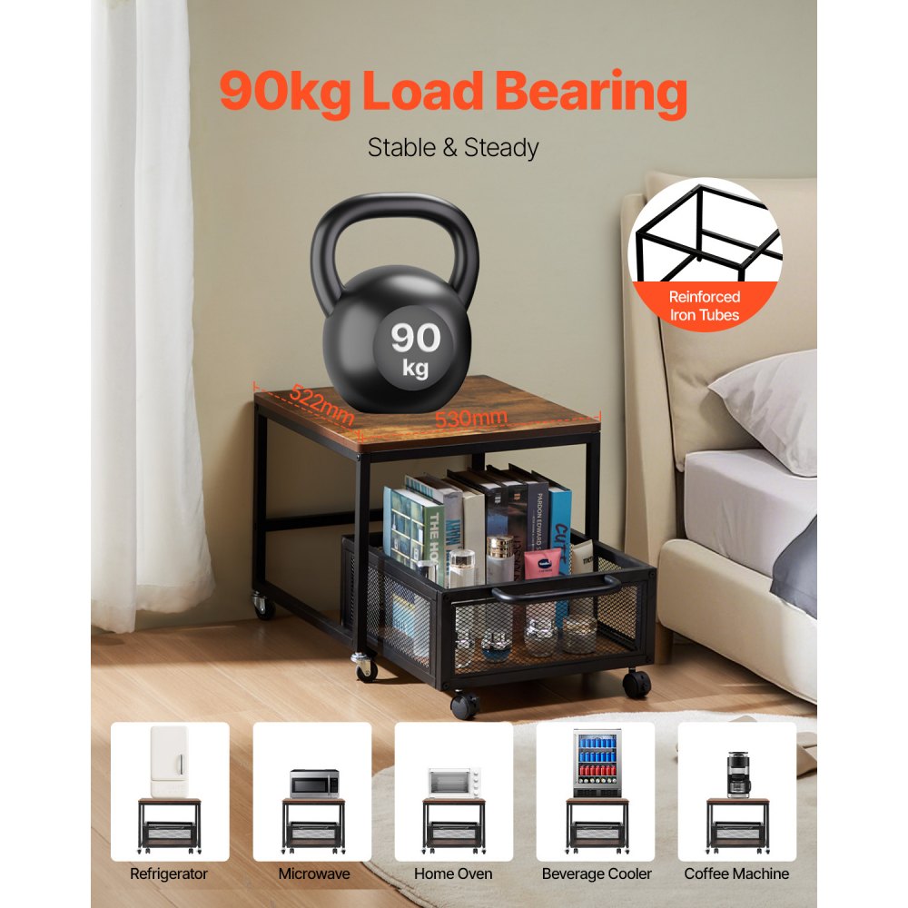 Mini Fridge Stand Fridge Holder with 90kg Load Capacity, Fridge Table with Movable Storage Trolley & Swivel Wheels, Drinks Fridge Stand for Coffee Bar Apartment Light Brown Mini Fridge Stand Fridge Holder with 90kg Load Capacity, Fridge Table with Movable Storage Trolley & Swivel Wheels, Drinks Fridge Stand for Coffee Bar Apartment Light Brown