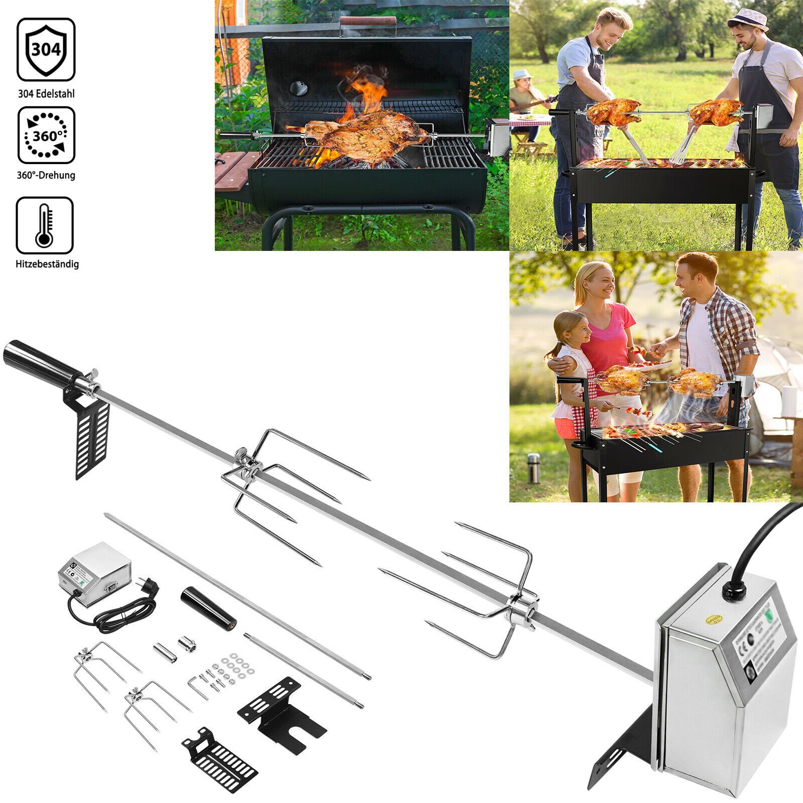 #WYPRZEDAŻ# Uniwersalny rożen grillowy, ze stali nierdzewnej, napędzany silnikiem #WYPRZEDAŻ# Uniwersalny rożen grillowy, ze stali nierdzewnej, napędzany silnikiem