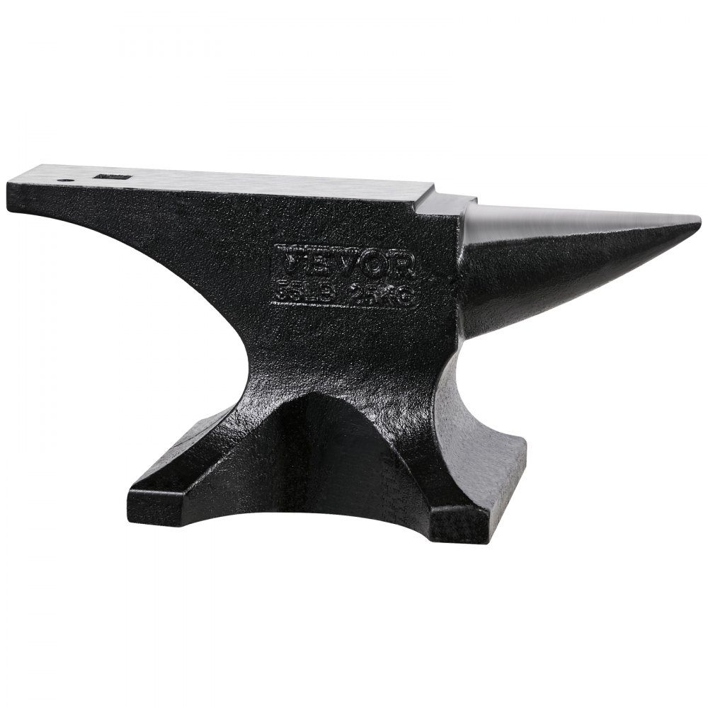 Single Horn Anvil, Cast Steel Anvil, 25kg Round Horn Anvil with High Hardness, Large Worktop and Stable Base, Metalworking Tool for Bending, Shaping and Twisting Metal