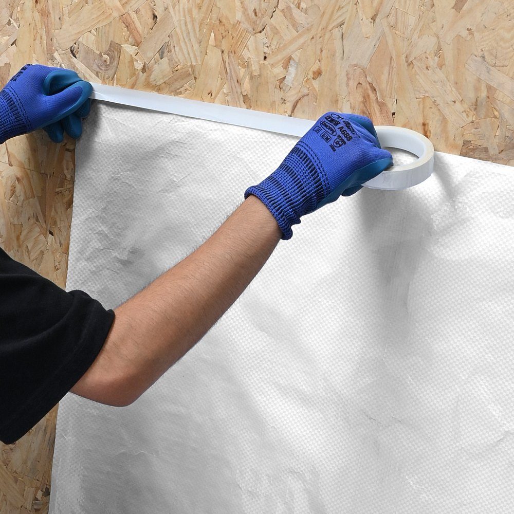 House film 2.74 x 45.72 m, vapor barrier film, 0.13 mm thick, vapor barrier, high-performance vapor barrier film for tear-resistant, vapor barrier tarpaulin for residential and commercial buildings, white