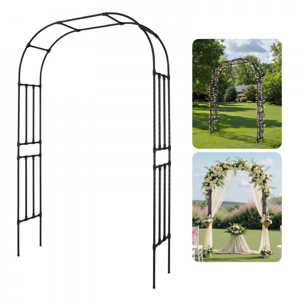 Garden Arch, 2400x1500x400mm Rose Arch Trellis Climbing Aid Metal Arch Sturdy Outdoor Rose Trellis with Stakes Ideal for Yard Lawn Wedding Party Decoration Garden Arch, 2400x1500x400mm Rose Arch Trellis Climbing Aid Metal Arch Sturdy Outdoor Rose Trellis with Stakes Ideal for Yard Lawn Wedding Party Decoration
