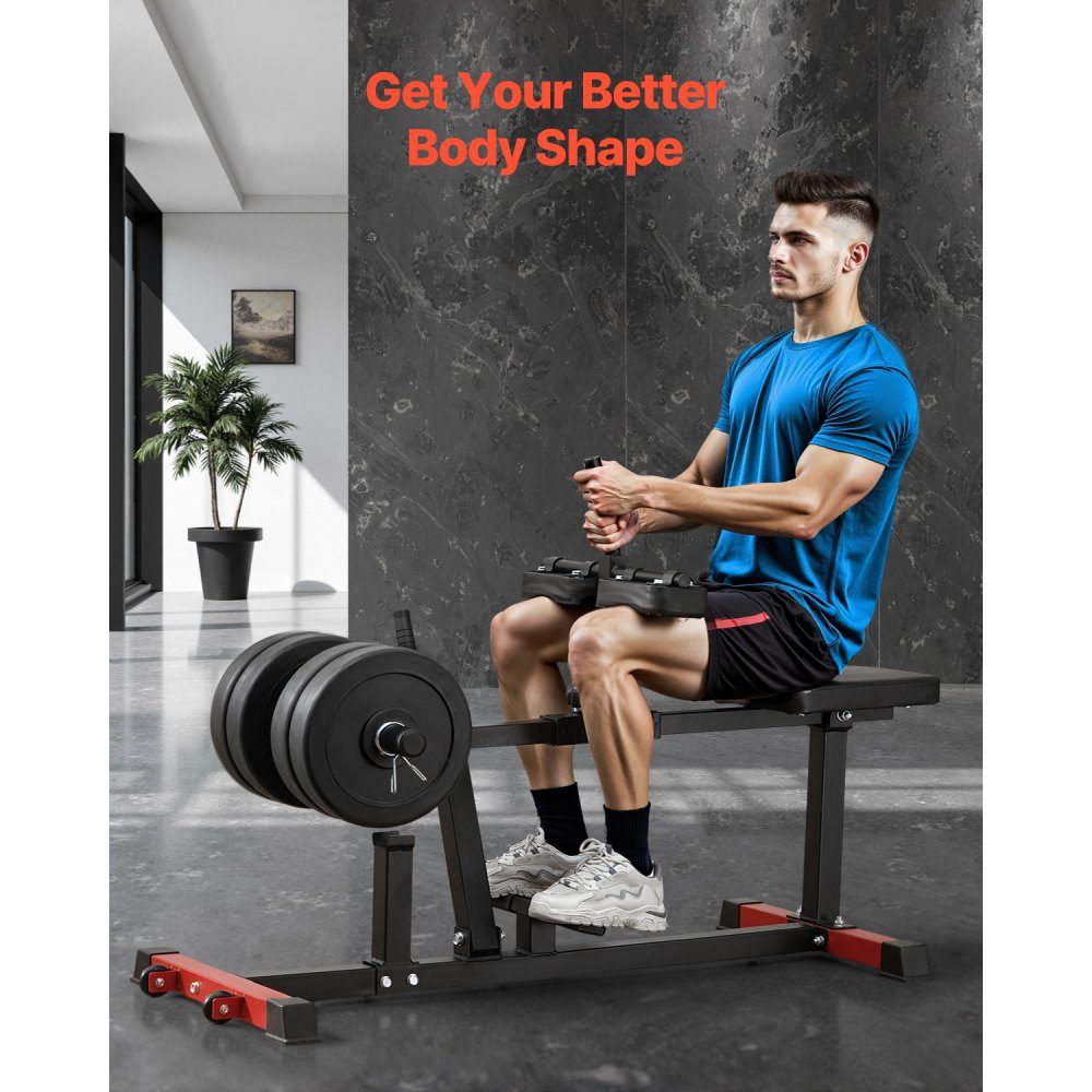 Seated calf machine, calf trainer with 200 kg load capacity for leg exercises, strength leg trainer, special machine for the lower body, suitable for weight plates (25.4 / 50.8 mm)