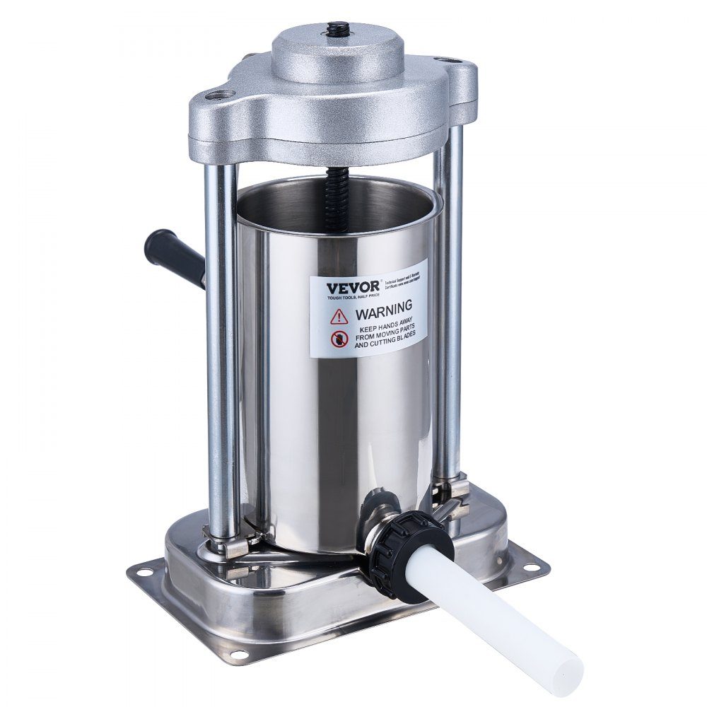 Manueller Wurstfüller, 2 l/5 lbs vertikale Wurstmaschine mit G-Typ-Klemme, Fass aus Edelstahl 304 in Lebensmittelqualität mit 2 Füllrohren, für Zuhause, Küche, Restaurant, Gewerbe