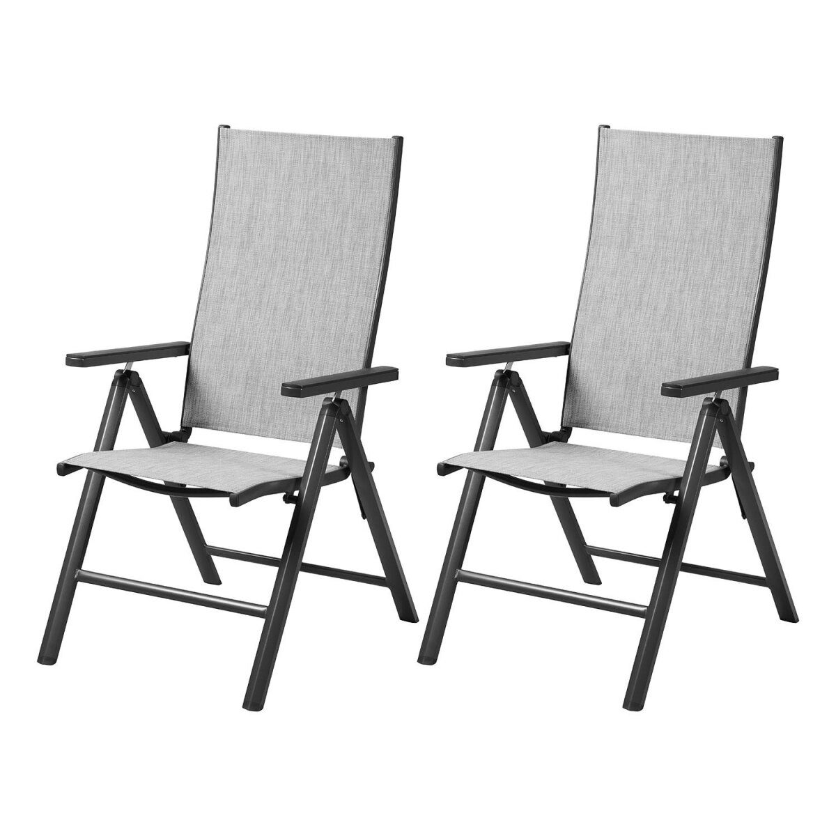 Chaise pliante LIVARNO® en aluminium « Houston » gris clair chiné, 2 pièces