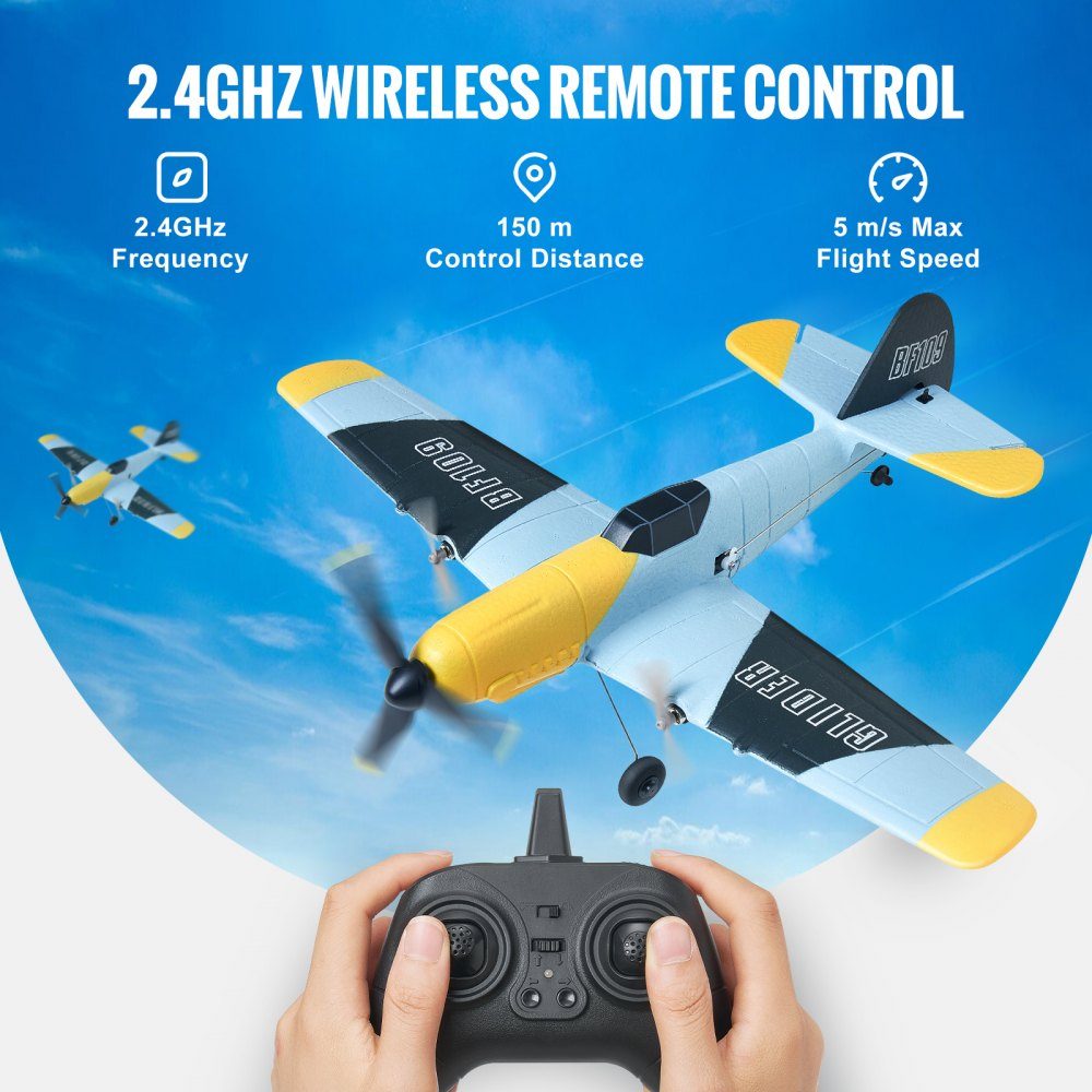 RC-Flugzeug, 2,4 GHz 3-Kanal-Fernsteuerungsflugzeug mit 6-Achsen-Gyro-Stabilisator, flugfertiges Kampfflugzeugspielzeug mit 2 Batterien, einfach zu fliegendes RC-Segelflugzeug für Erwachsene, Kinder, Anfänger und Jungen