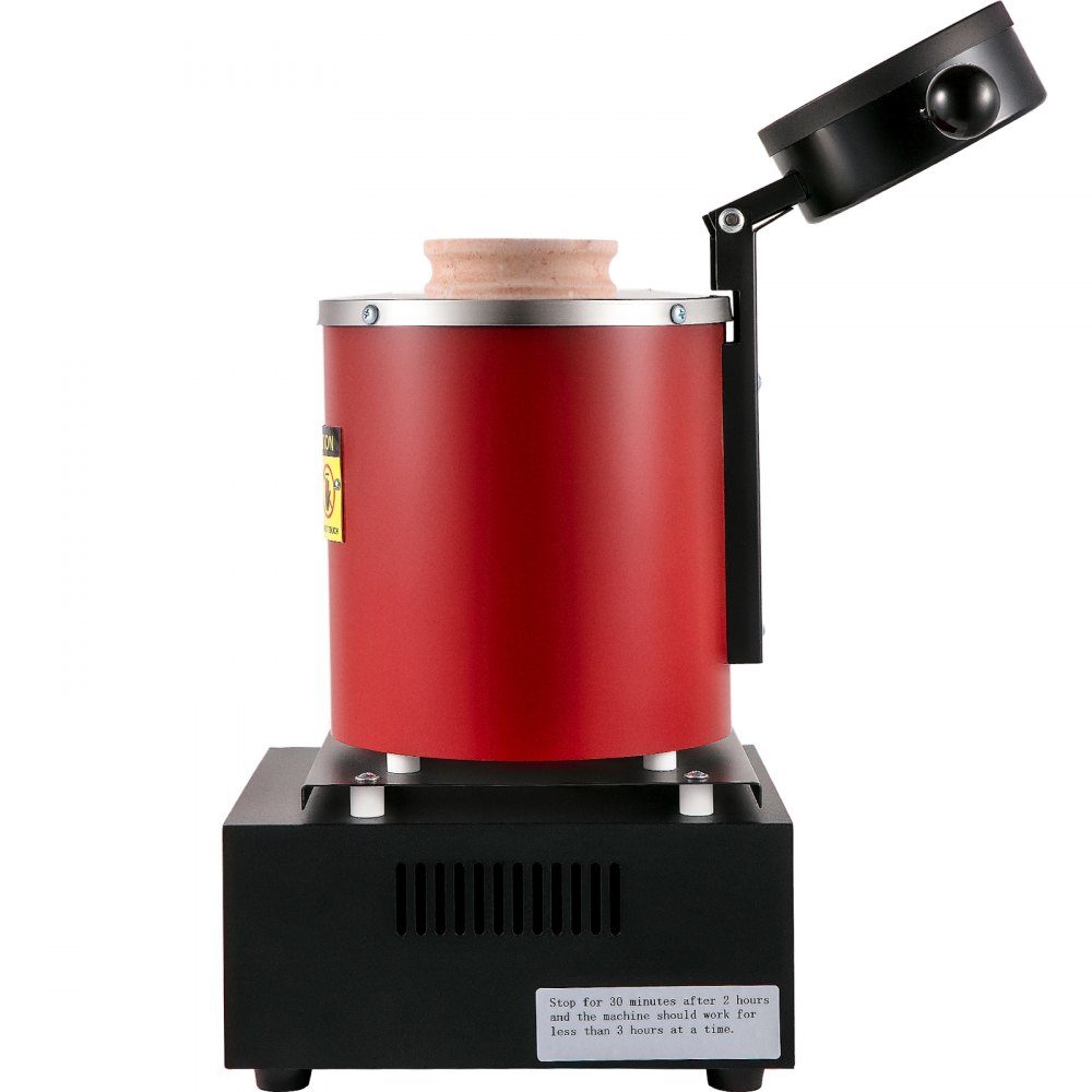 Goldschmelzofen 1350 W, 1150 ℃ max. Temperatur, digitaler elektrischer Schmelzofen, 3 kg Keramiktiegel mit Barrenmatrize und Handschuhen, für die Verarbeitung von Gold, Silber, Kupfer, Aluminium, Rot